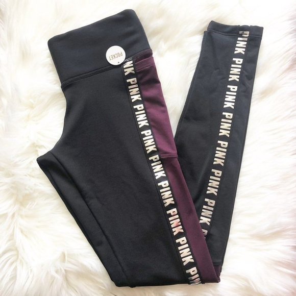 VS PINK Workout Cozy Pocket Legging Maroon. New - Picture 1 of 10